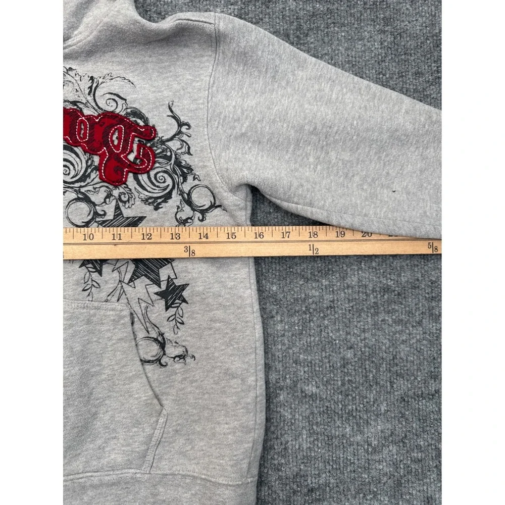 Sideout Kids Large 10/12 Full Zip Hoodie Gray Red Graphic Y2K Sweatshirt